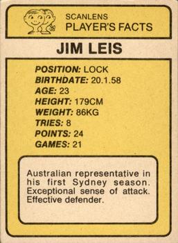 1981 Scanlens #77 Jim Leis Back